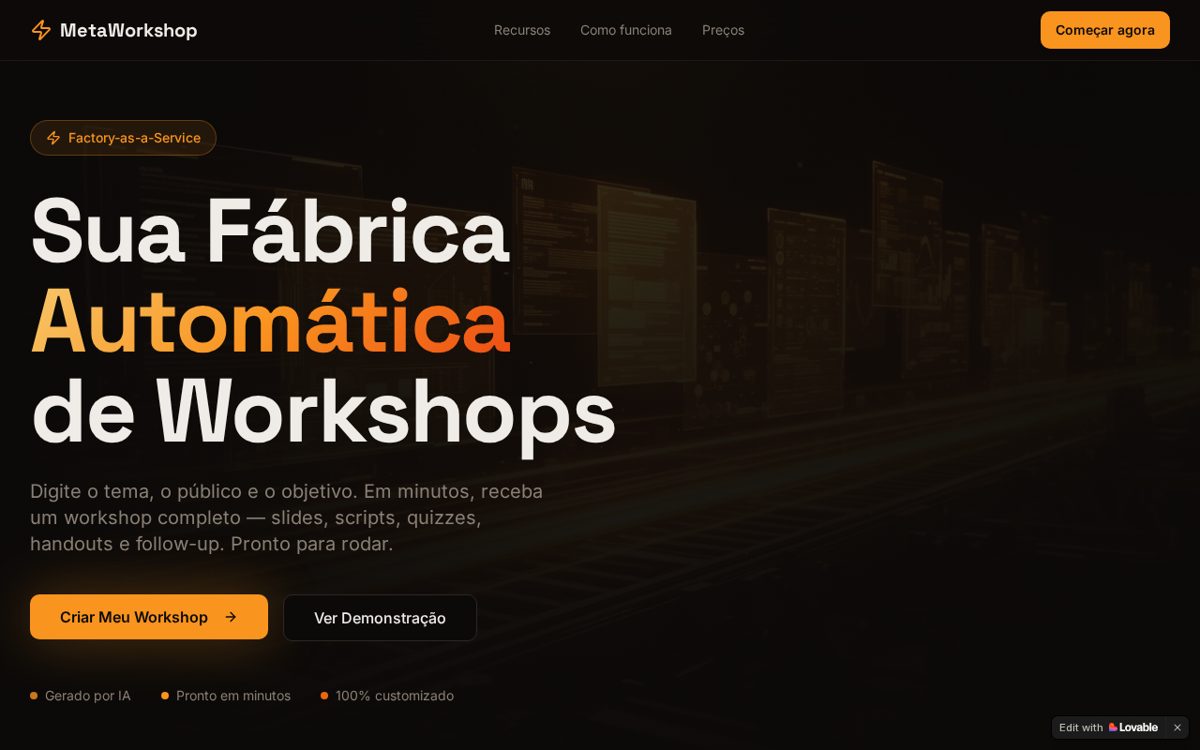 Capa de MetaWorkshop